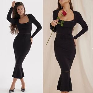 House  of CB Sasha‎ black dainty midi dress NWOT